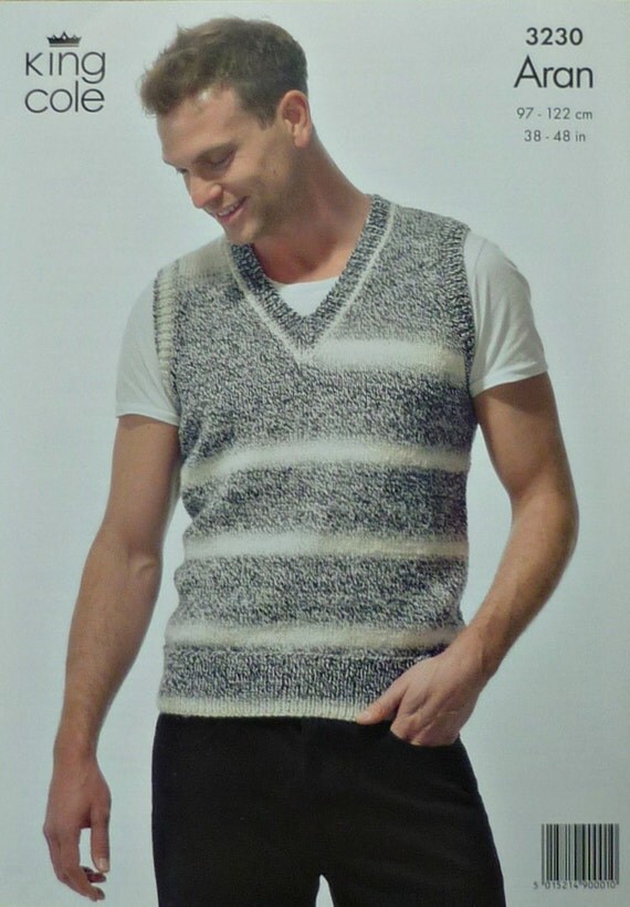 Mens Knitting Pattern K3230 Mens V Neck Sleeveless Jumper Mens