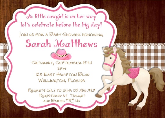 a invitation shower baby wording Pink Invitation Rustic Cowgirl Wood Baby Shower Printable