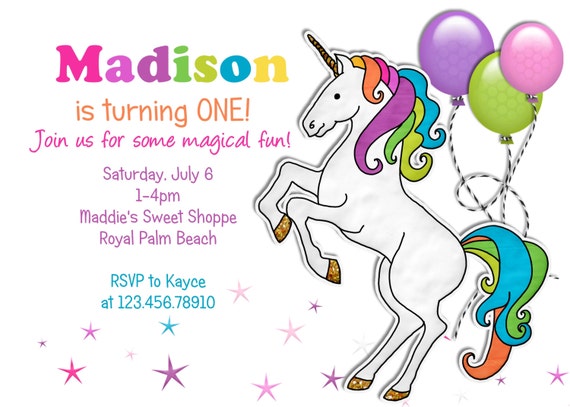 items similar to rainbow unicorn birthday invitation printable and