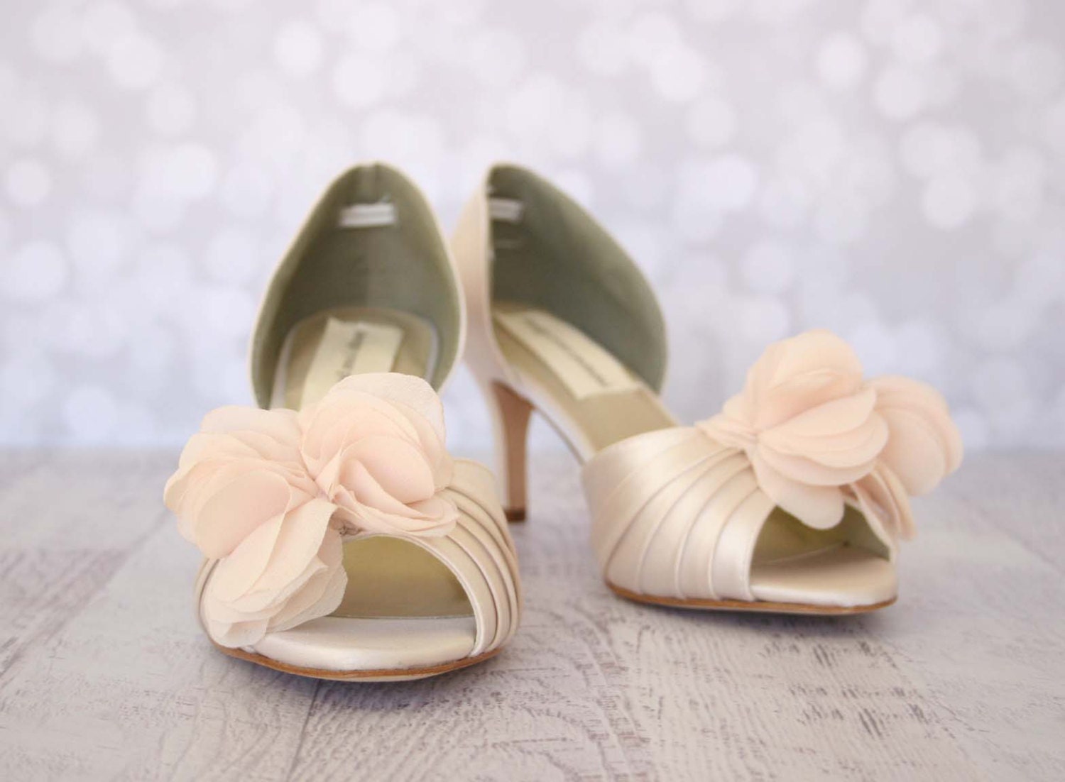Wedding Shoes Blush Wedding Peep Toe by EllieWrenWeddingShoe