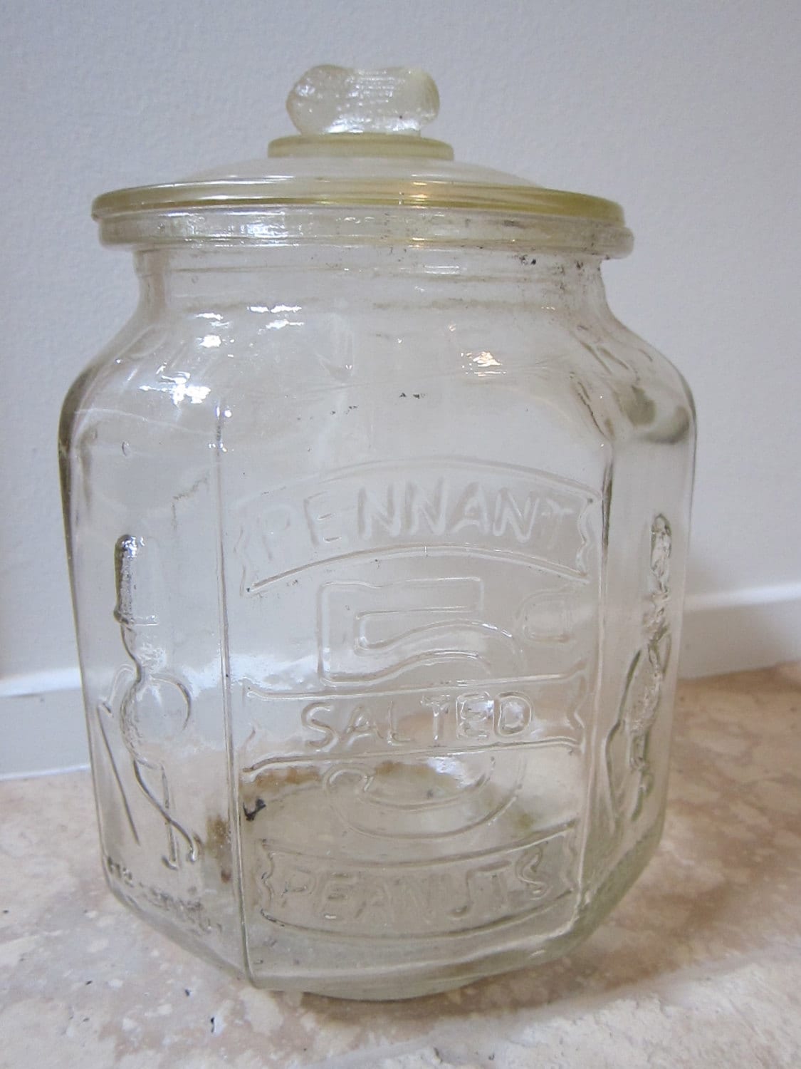 Vintage Planters Pennant Salted Peanuts Jar with original lid