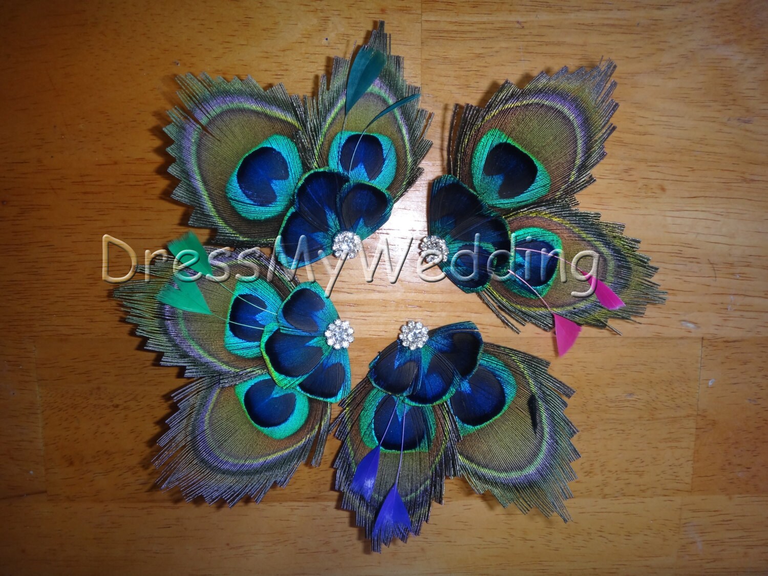 Peacock feather hair clips customizable SALE