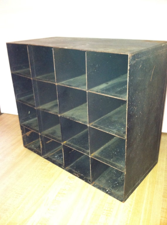 Vintage metal organizer metal cubby shelf