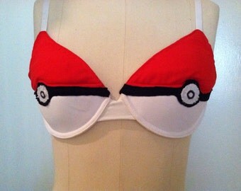 Custom Made Pokeball Pokebra | Pokemon Pokéball Pokébra Custom Bra | Nintendo Pokemon Lingerie | Padded Pokebra | Pokémon Bra for Women