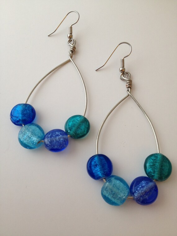 Blue & Teal Hoop Earrings