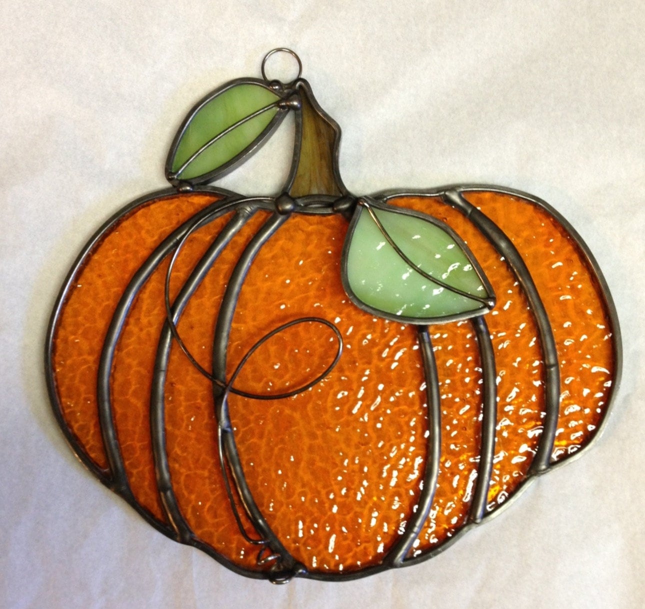 Handcrafted Stained Glass Pumpkin Window/Wall by craftycleo