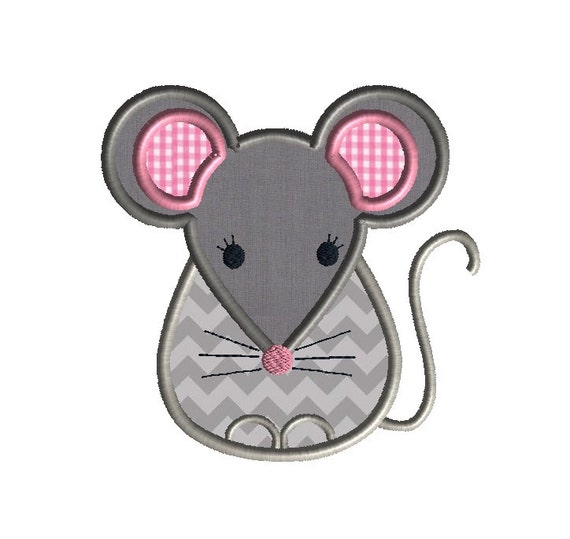 Little Mouse Applique Machine Embroidery Design-INSTANT