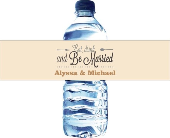 100 Wedding Water Bottle Labels - Waterproof Labels Printed with your wedding colors Il_570xn
