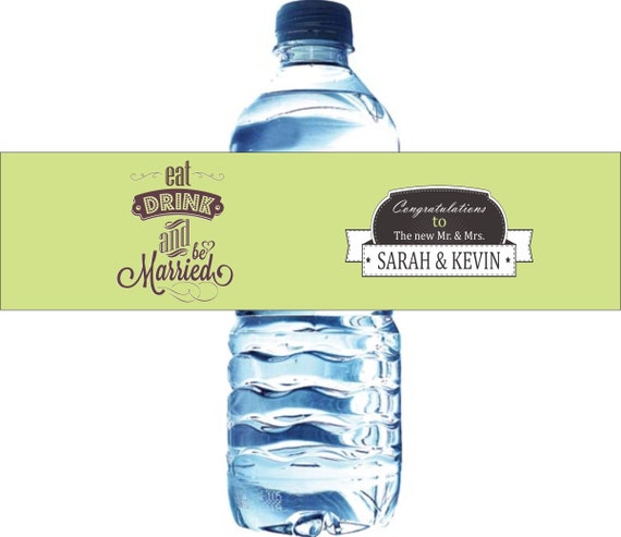 100 Wedding Water Bottle Labels - Wedding Water Labels - Custom Water Bottle Labels - Waterproof Water Bottle Labels - Eat Drink Be Married Il_570xn