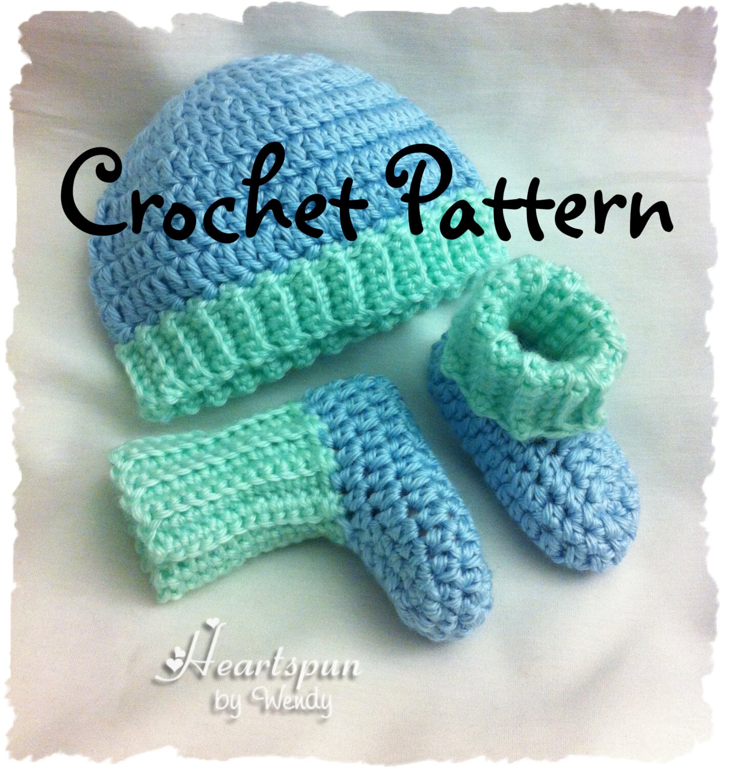 CROCHET PATTERN to make a Ribbed Baby Hat and Bootie Sock Set