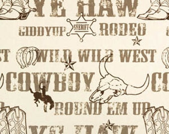 Brown Cowboy Curtain Panels or Valance