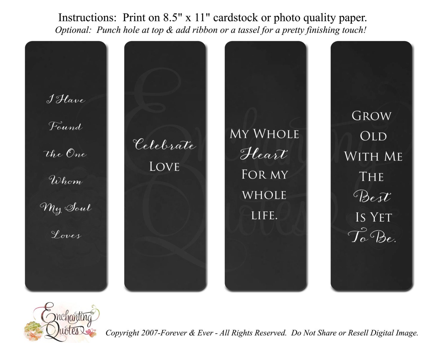 Printable Party Favors Wedding Bookmarks