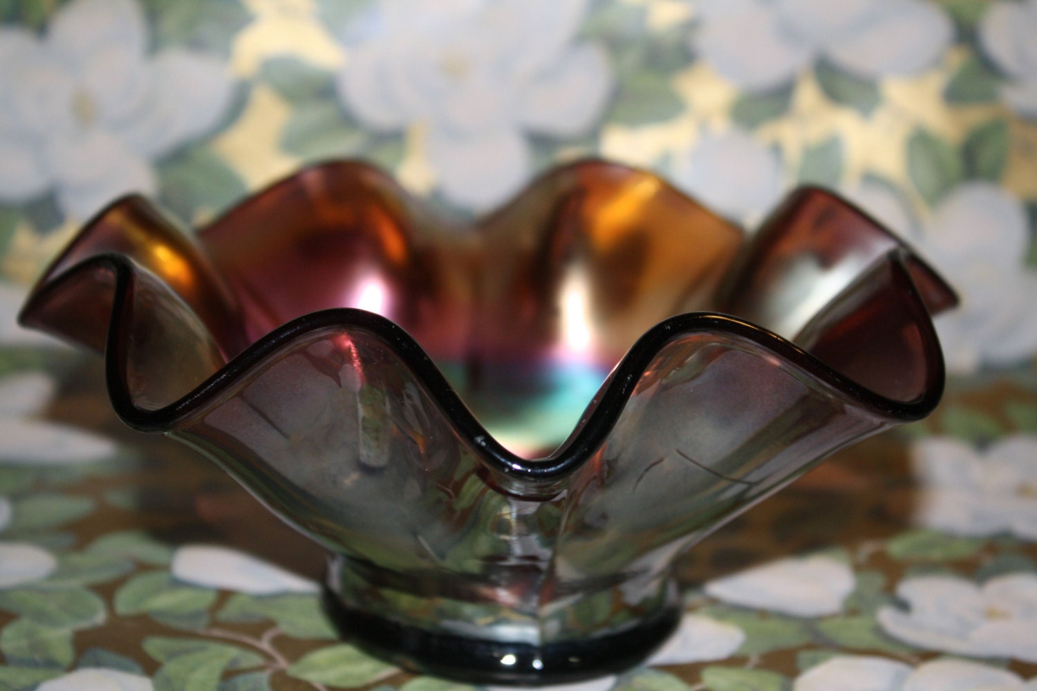 Purple Iridescent Carnival Glass Bowl By Talkingcrossthetable 1429