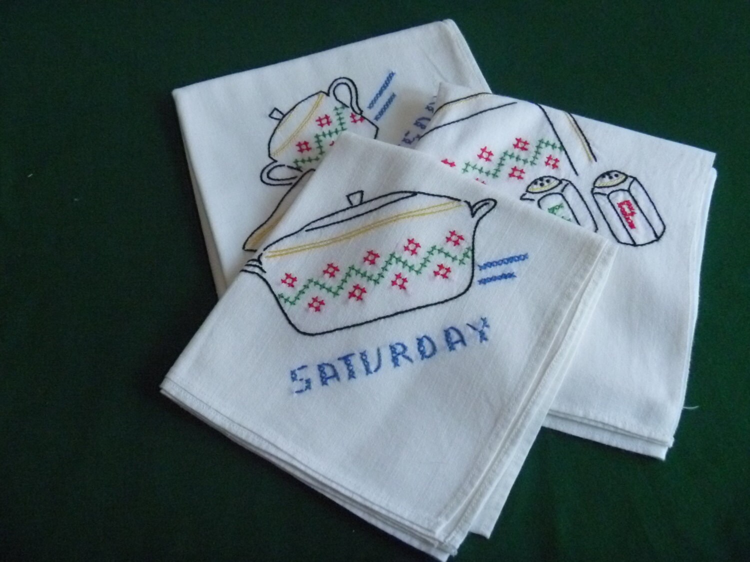 Embroidered Flour Sack Dish Towels Three Days Week Kitchen