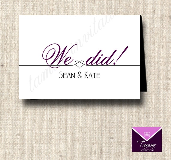 Printable Wedding Thank You Card - WE DID, From the newlyweds Il_570xn