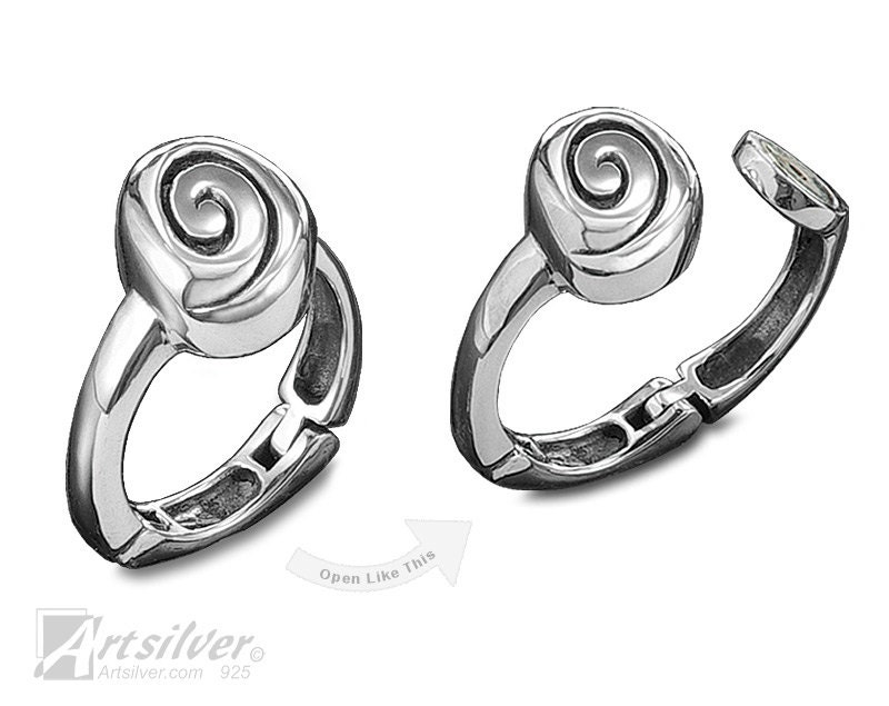 Rheumatoid Arthritis Ring. Solid Sterling Silver Hinged Swirl