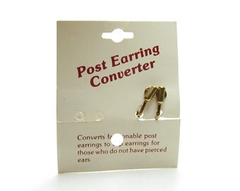 Post Earring Converters to Convert Pierced Earrings to Clip On Vintage Goldtone Metal