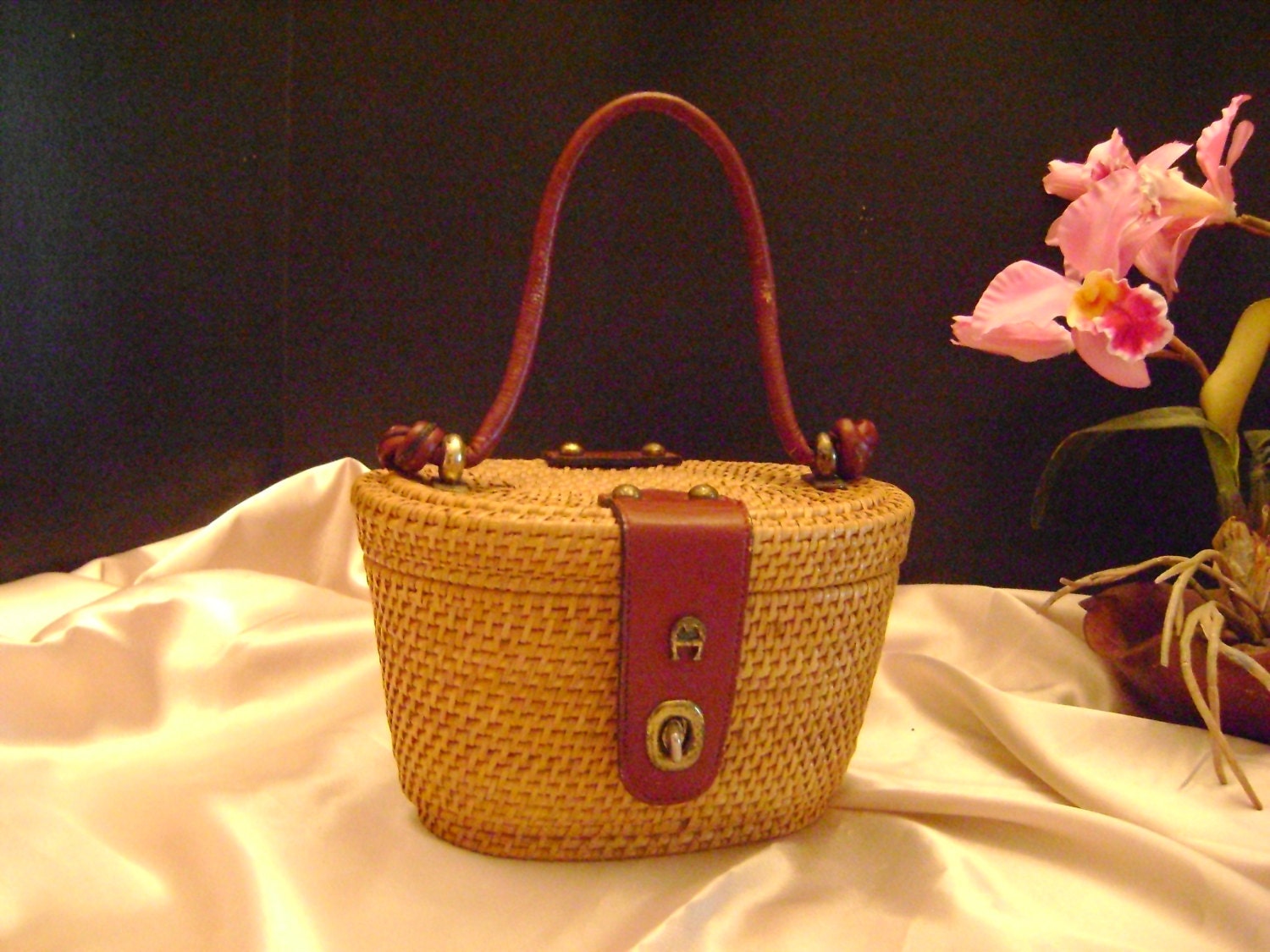 Vintage Etienne Aigner straw bag.