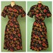 Vintage Floral Shirt Waist Dress with Circle Skirt by R K Originals - Rockabilly 80s Does 50s Retro - Front Pockets Detailed with Sequin