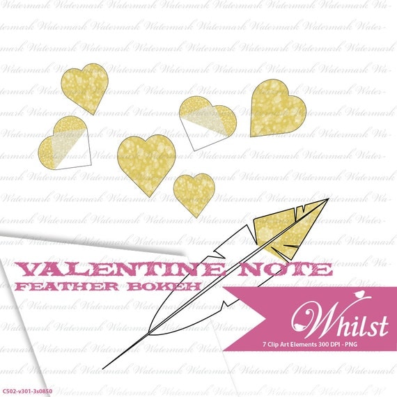 Valentine clip art heart Bokeh scrapbooking gold feather bokeh heart clip art : c502 3s0850 Il_570xn