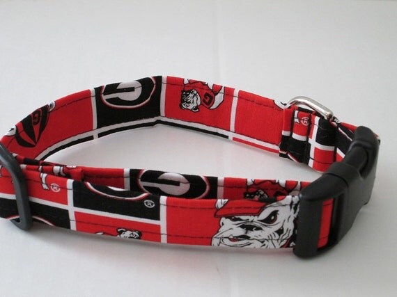 Items similar to Georgia Dog Collar Handmade Adjustable University of ...