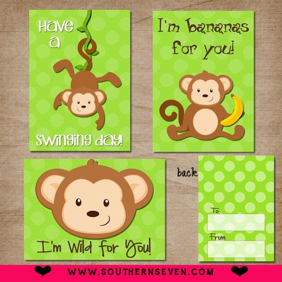 items-similar-to-monkey-kids-printable-valentines-cards-instant-download-on-etsy