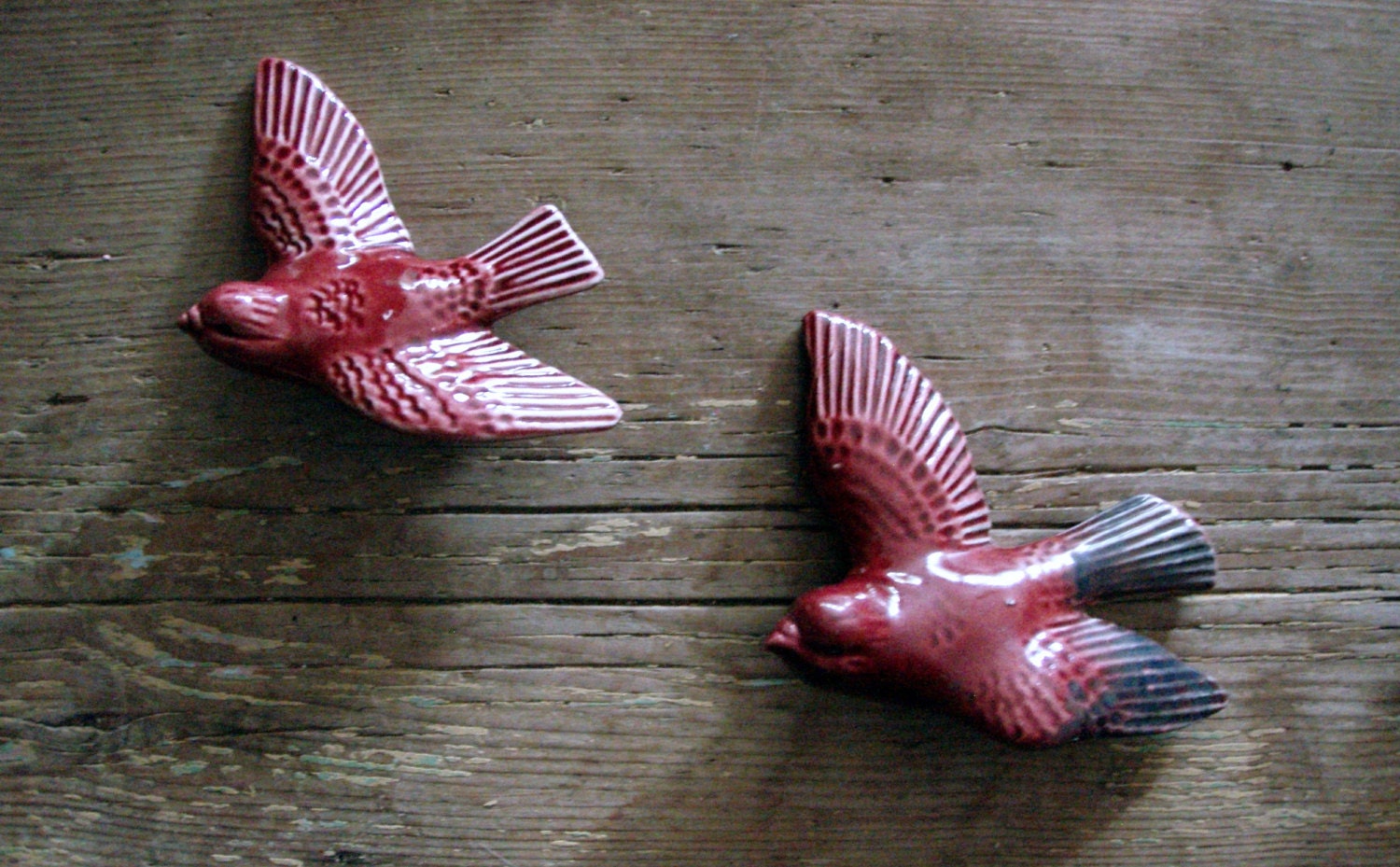 Vintage Pair Ceramic Birds Wall Hanging