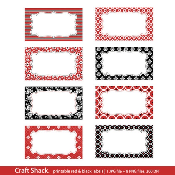 Printable red & black labels labels Print by craftshackdesign