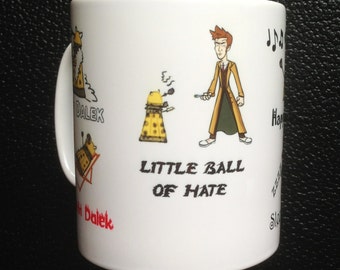 Dr. Who David Tennant Gold Dalek Soft Kitty inspired Mug