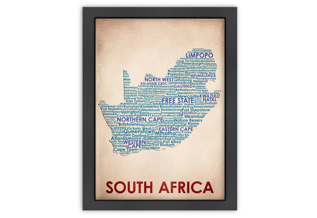 South Africa Word Map 100% Original Design From Flatiron