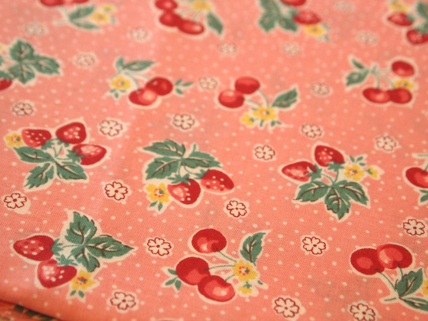 Strawberry fabric Cherry fabric pink strawberry fabric YUWA