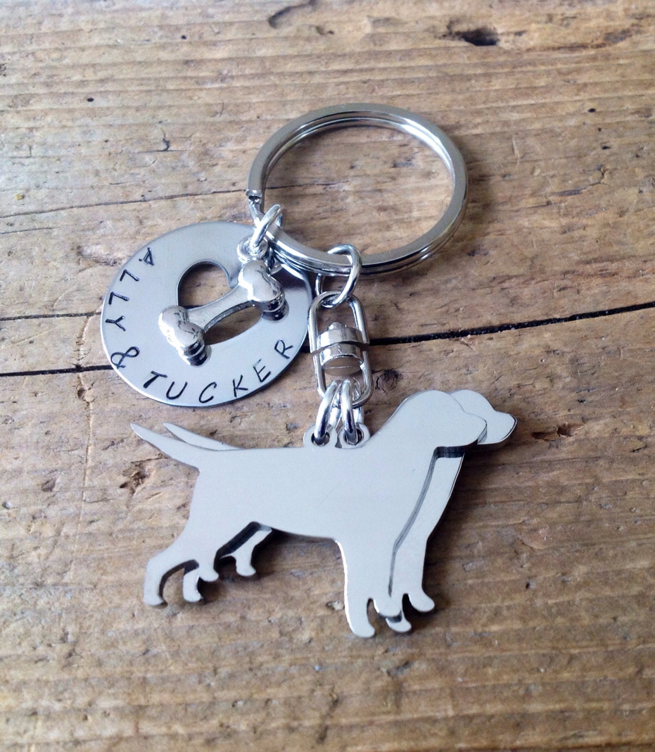Two Labrador Retrievers Custom Keychain Dog Lover