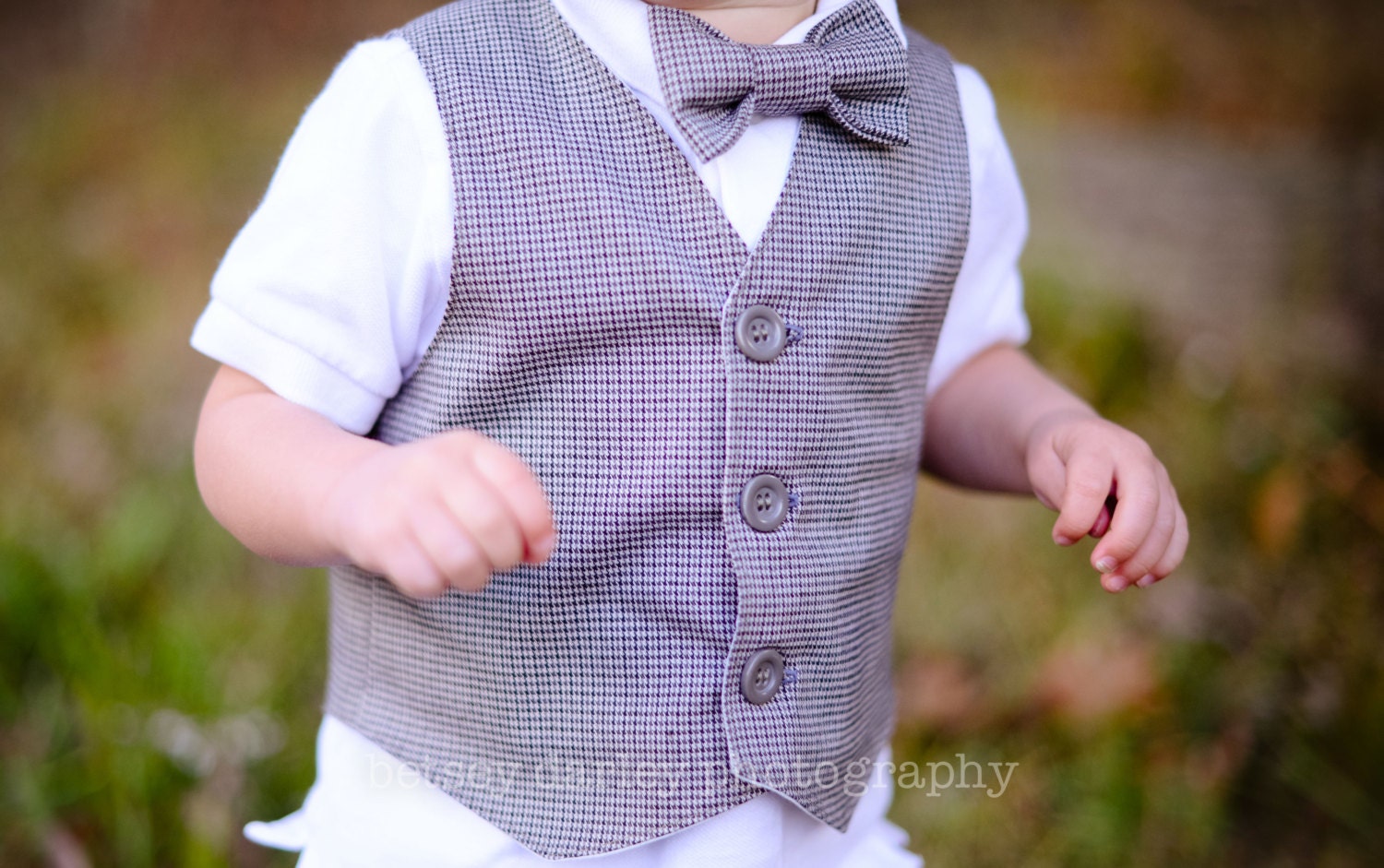 Ring bearer outfit grey vest and bow tie by SillyHorse on Etsy