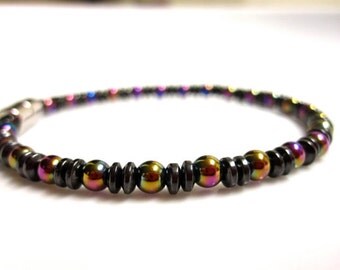Magnetic Bracelet, Magnetic Therapy Bracelet, Black Rainbow Bracelet