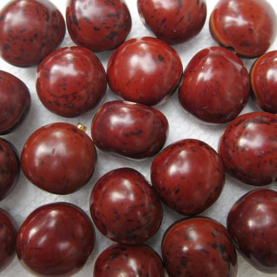 Kukui Nut Beads Brown and Black Drilled 20 23 by BlueRidgeBeadery