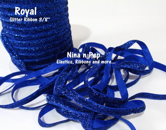 Royal Blue Glitter Ribbon 3/8 5 Yds DIY Hair Clips by ninanpep