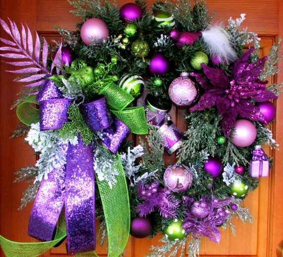 Christmas wreath wreaths purple wreath holiday wreath