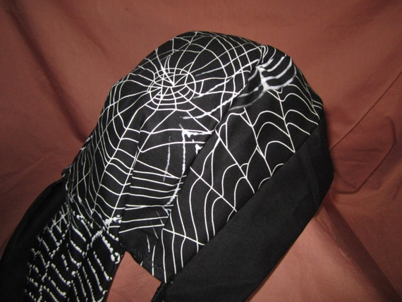Spider web doo rag White on black gift for motorcycle