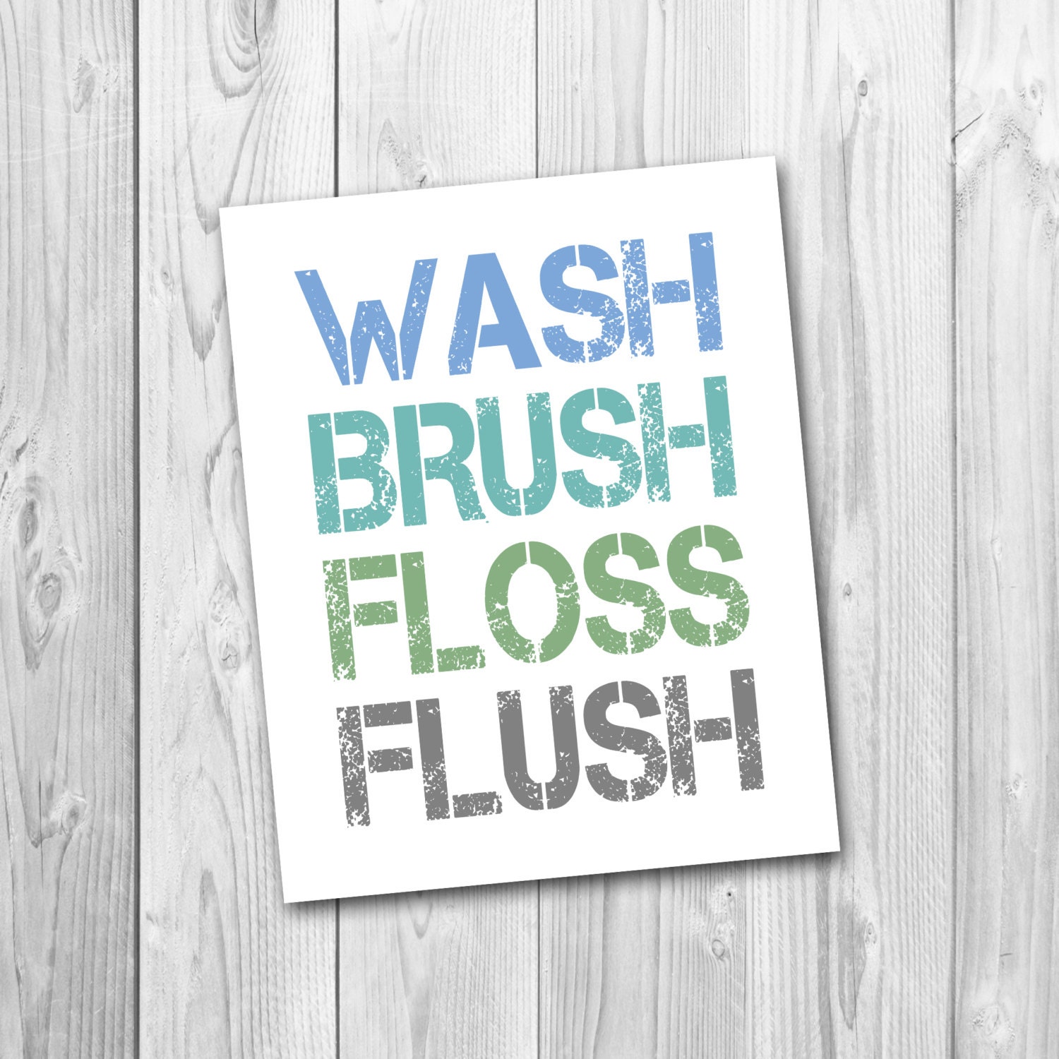 Wash brush floss flush printable bathroom by willowbeeexpressions