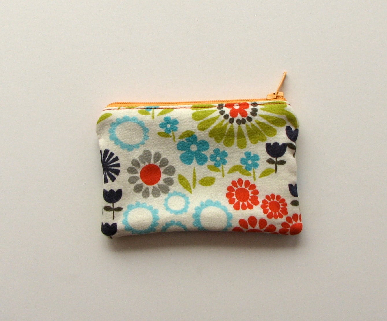 Small zippered cotton bag coin purse purse by bluestitchhandmade