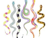 Wall Art.  Watercolor.  Snake Print.