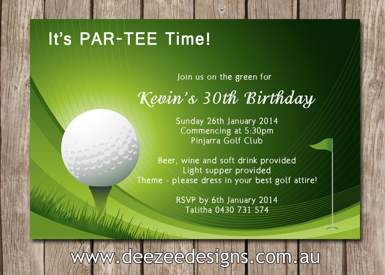 Personalised Golf Themed Birthday Invitations You Print