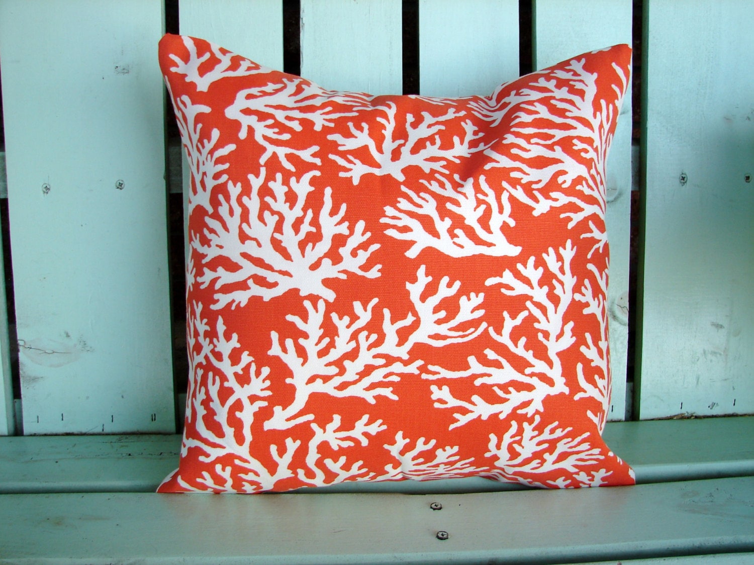 Coral Pattern Fabric 16 x 16 orange white coral reef print designer Coral Pattern Fabric 16 x 16 orange white coral reef print designer