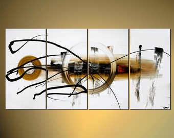 White Modern Contemporary Original Abstract Painting The Center of the Universe Canvas by Osnat - MADE-TO-ORDER - 60"x30"