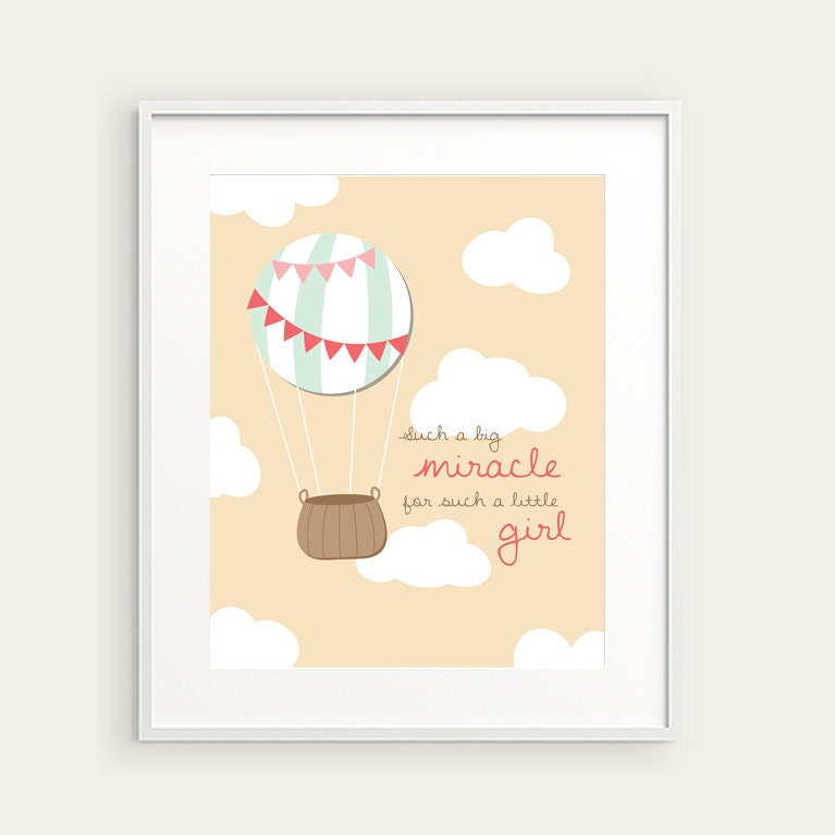 Items similar to Nursery Art Print Hot Air Balloon With Quote "Such