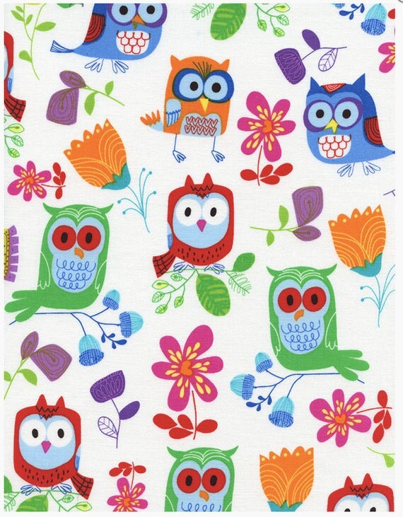 Owls Multi 1 yard cut Timeless Treasures Owl Fabric