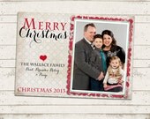 Christmas Photo Card - 5x7 printable download - Merry Christmas, Vintage Inspired Holiday Design, Quatrefoil, Baroque, Custom Designs Il_170x135