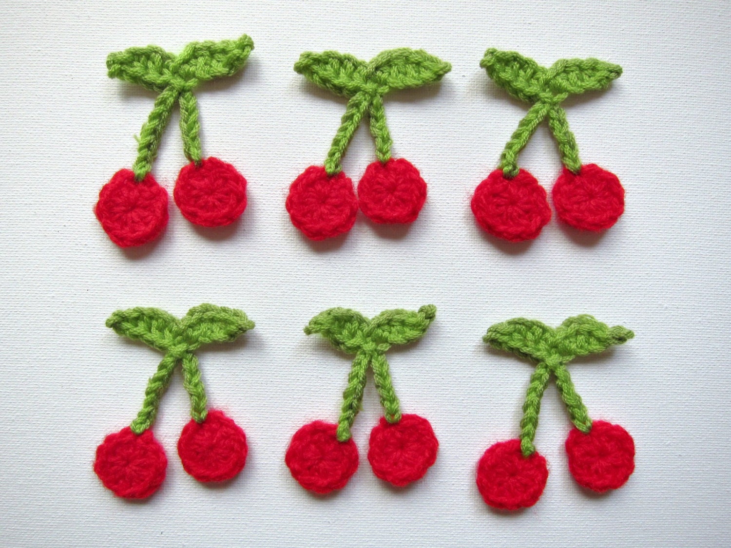 1pc 2 Crochet CHERRY Applique