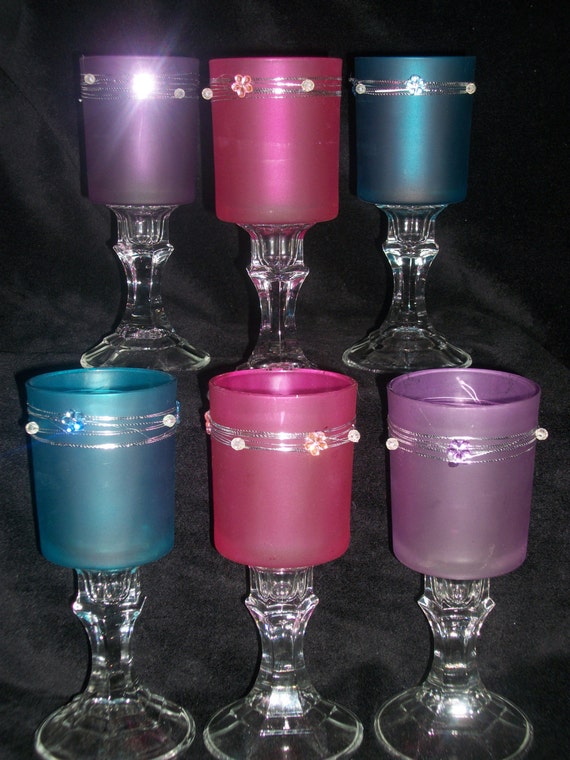 Frosted Glass Candle Holder by kellystreasures1 on Etsy