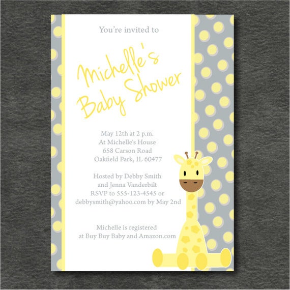 Printable Giraffe Baby Shower Invitations 2